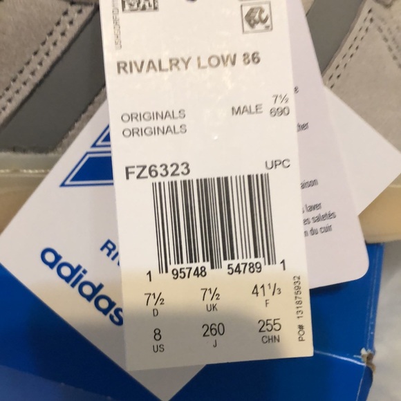 Adidas Rivalry Low 85 Grey Suede Sneakers Mens US size 8 - Picture 11 of 11